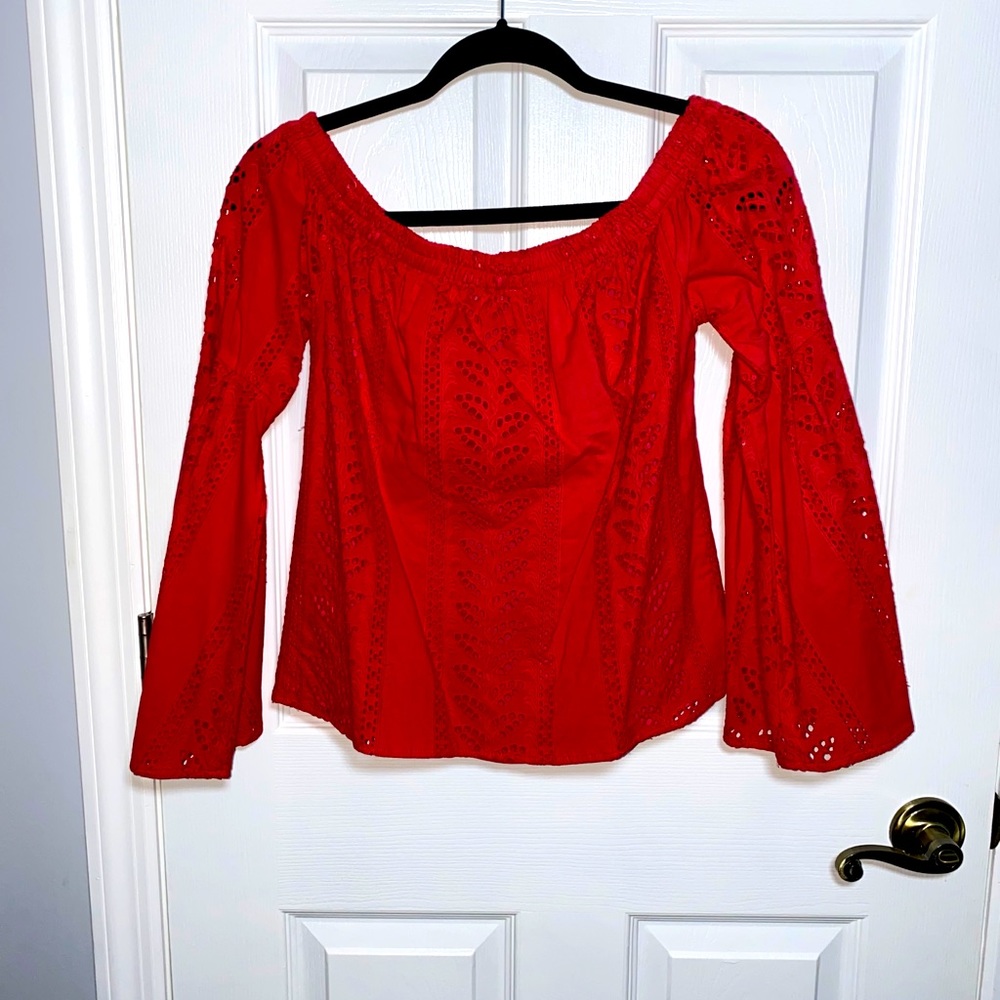 Express off the shoulder long sleeve shirt